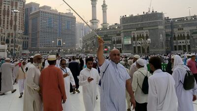 Modern-age Haj: a Muslim pilgrim takes a selfie at the Grand Mosque in Mecca , September 6, 2016. Ahmed Jadallah / Reuters