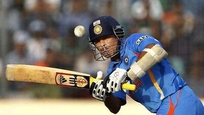 Sachin Tendulkar, the India opening batsman, strokes a boundary en route to his 100th international century in Mirpur yesterday. Forty-nine of his hundreds have come in one-day internationals. Aijaz Rahi / AP Photo