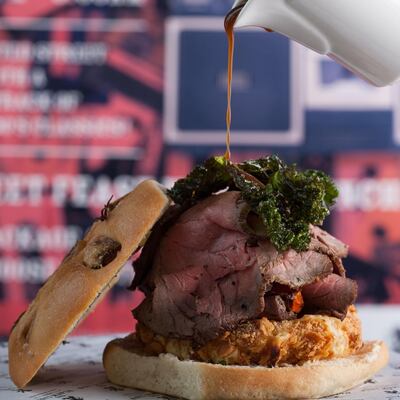 The Black Lion's Roast Burger comes single or double-stacked. Courtesy Black Lion