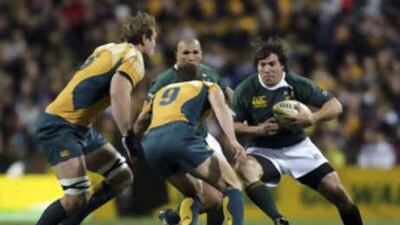 The Wallabies in action against South Africa.