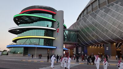 A general view shows the newly-inaugurated 3-2-1 Qatar Olympic and Sports Museum in the capital Doha, on March 18, 2022. - Qatar opened one of the world's biggest sports museums with artefacts from some of the most famous Olympic heroes but also gives prominence to local athletes hoping to boost efforts to attract a new generation into sports. (Photo by KARIM JAAFAR / AFP)