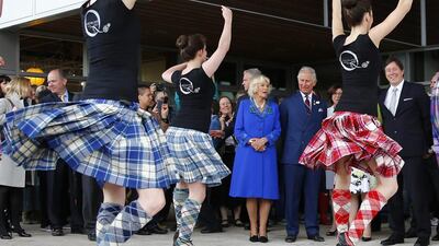 Britain’s Prince Charles and Camilla, Duchess of Cornwall, watch traditional dancers in Halifax, Nova Scotia on May 19, 2014. Prince Charles and his wife Camilla, Duchess of Cornwall, are on a four-day visit to Canada. Mark Blinch / Reuters