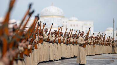 The ceremony featured the national anthems of the UAE and Kuwait, an honour guard and a 21-gun salute. Mohamed Al Blooshi for the UAE Presidential Court