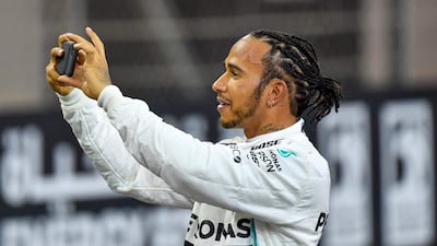 Mercedes' Lewis Hamilton after securing pole position for the Abu Dhabi Grand Prix. AFP