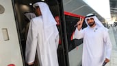 Passengers board the Etihad Rail train after it arrives in Abu Dhabi. All photos: Victor Besa / The National