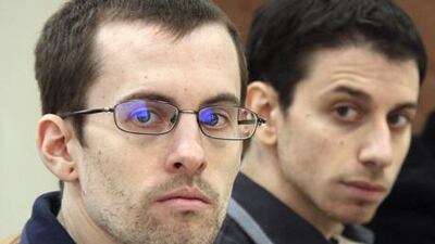 A picture released by Iran's state-run Press TV in February shows US hikers Shane Bauer (left) and Josh Fattal, who have been freed from prison in Tehran.