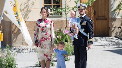 Princess Sofia and Prince Carl Phillip of Sweden with their children, Alexander and Prince Gabriel. Photo by Samir Hussein / WireImage