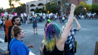 People demonstrate during an abortion rights rally in Tucson. Reuters