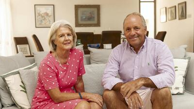 Douglas and Clare Hassell at their home in Umm Suqeim, Dubai. The couple rent out a six-bedroom family home in Lymington, Hampshire, on the south coast of England. Antonie Robertson/The National