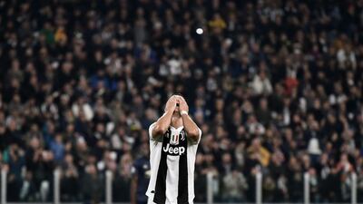 Juventus striker Cristiano Ronaldo rues a missed chance. AFP