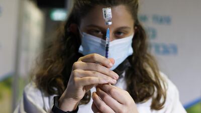 An Israeli medical worker prepares to administer a Covid-19 vaccine in Jerusalem. Reuters