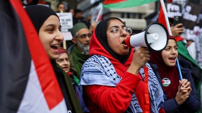 People take part in a 'March For Palestine' in London, to demand an end to the war on Gaza. Reuters