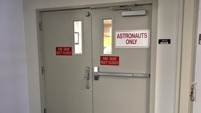 The door leading to crew quarters at Nasa's Kennedy Space Centre, where astronauts quarantine before a spaceflight