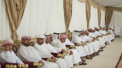 Mourners offer condolences to the family of Ahmed Mohammed Al Zayoudi who who died in a helicopter crash in Yemen. Mohamed Al Hammadi / Crown Prince Court - Abu Dhabi