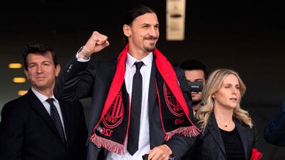 Zlatan Ibrahimovic at his unveiling. AFP