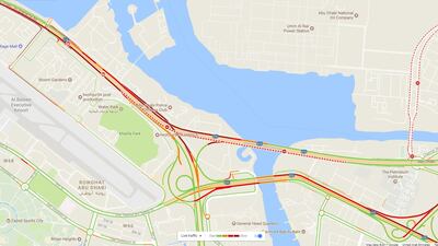 Sheikh Zayed Bridge outbound was closed on Monday morning as police dealt with the incident. Google Maps