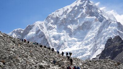 Mountaineers and trekkers near Everest base camp in April. Reuters file photo