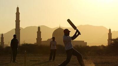 Cricket plays an integral part in many Gulf residents’ lives. Here, a weekly match takes place behind a mosque in Oman, before the players head to work on Fridays.
