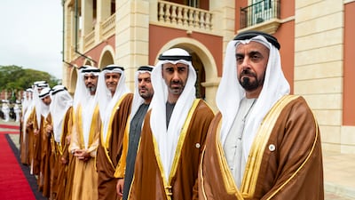 Sheikh Saif bin Zayed, Deputy Prime Minister and Minister of Interior, Sheikh Hamdan bin Mohamed, Deputy Chairman of the Presidential Court for Special Affairs, and Sheikh Mohammed bin Hamad, Adviser to the President, were among the UAE delegation