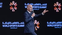 Fifa president Gianni Infantino speaks at the World Sports Summit in Dubai. Antonie Robertson/The National