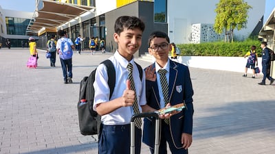 Two pupils outside Muna British Academy