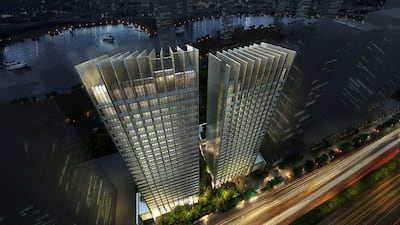 The exterior of Dh900 million The Sterling block of 274 apartments. Courtesy Omniyat