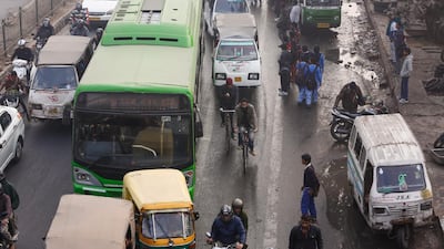 Avikal Somvanshi cycles four kilometres to his office in New Delhi every day, a trip that takes him 15 minutes. Mustafa Quraishi for The National