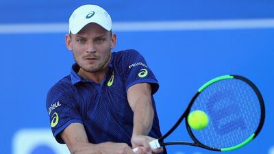 David Goffin in action against Rafeal Nadal final match of the Mubadala World Tennis Championship in Abu Dhabi on December 31, 2016. Francois Nel / Getty Images