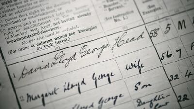 The entry for Prime Minister David Lloyd George, 58, at Chequers, south-east England, the country house of the prime minister of the UK. PA