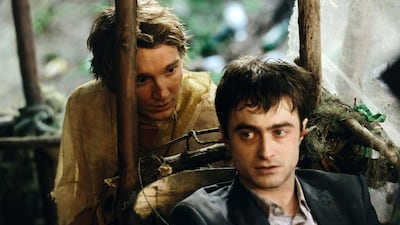Paul Dano, left, and Daniel Radcliffe in Swiss Army Man. A24 Films via AP Photo