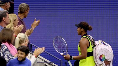 Naomi Osaka walks off the court after losing to Leylah Fernandez. AFP
