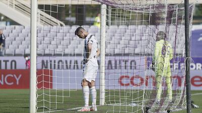Juventus star Cristiano Ronaldo looks downcast against Fiorentina. Getty