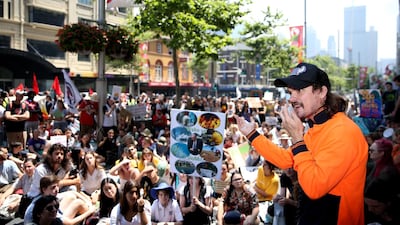 Students and protestors march through the streets of the Sydney CBD in Sydney, Australia. Rallies held across Australia are part of a global mass day of action demanding action on the climate crisis. Getty Images