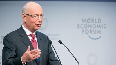 Klaus Schwab, the founder and executive chairman of World Economic Forum, at the Global Future Council’s summit in Dubai today. Benedikt von Loebell / World Economic Forum