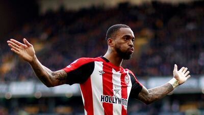 Brentford striker Ivan Toney celebrates after scoring against Wolves at Molineux on February 10, 2024. Getty Images