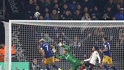 Joelinton fires over the crossbar from close range. Getty