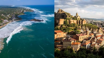 Both Sri Lanka, left, and Georgia, right, have grounded commercial flights.