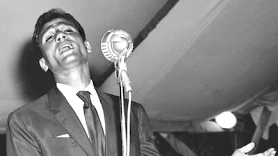 Egyptian singer Abdel Halim Hafez during a live performance in 1959 in Lebanon. AFP