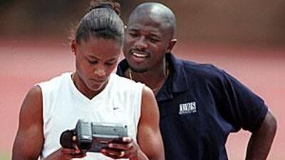 Marion Jones, the Olympic Gold medallist, with her former coach Trevor Graham. Jones was sentenced to six months in prison for lying to US federal agents about her use of steroids.
