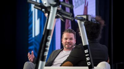 Travis VanderZanden, founder and chief executive officer of Bird Rides, speaking during the TechCrunch Disrupt conference in San Francisco earlier this month. Bloomberg