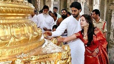 The Tirupati temple in Andhra Pradesh receives donations worth than $131 million every year. Above, the Bollywood couple Abhishek Bachchan and Aishwarya Rai at the temple in 2007. AP Photo