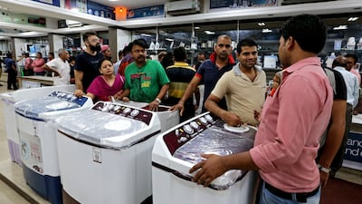 Indian shoppers in Bhopal, India. Shops all over the country were offering huge discounts on the products before the implementation of the Goods and Services Tax on July 1.