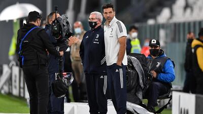 Gianluigi Buffon pitchside ahead of the cancelled match between Juventus and Napoli. Getty Images