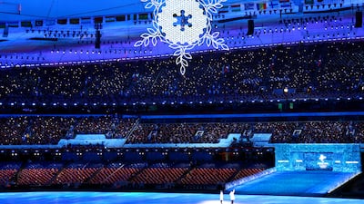 A giant snowflake at the closing ceremony. Reuters