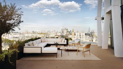 A balcony with a view of the London skyline. Photo: Taran Wilkhu