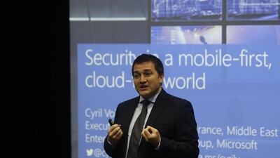 Cyril Voisin, an executive security advisor at Microsoft, says that while the UAE is sophisticated in many senses, it falls behind in cybersecurity. Jeffrey E Biteng / The National