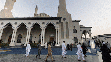 Eid Al Adha morning Prayers at the Al Farooq Omar bin Al Khattab Mosque in Al Safa, Dubai. Antonie Robertson/The National