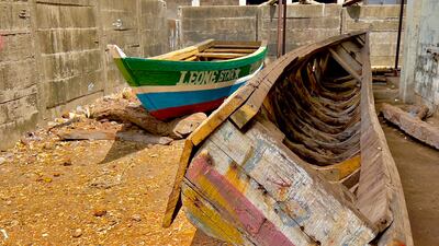 It costs about $500 to build a fishing boat from hardwood trees felled from the western peninsula of Sierra Leone’s coastal region. Andy Scott / The National