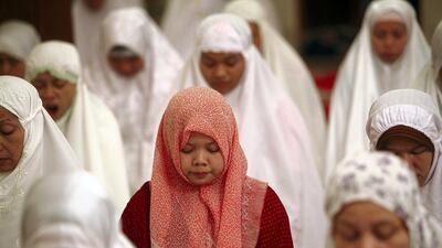 The Indonesian Muslim community gather at the Indonesian embassy every night during Ramadan for prayers in Abu Dhabi. August 24, 2010. Sammy Dallal / The National