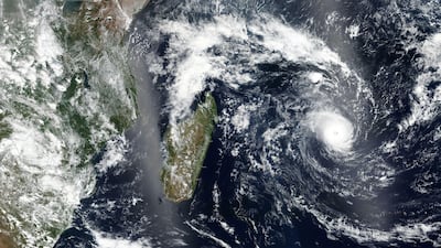 Satellite imagery shows Tropical Cyclone Freddy approaching Madagascar. Nasa Worldview/Handout via Reuters